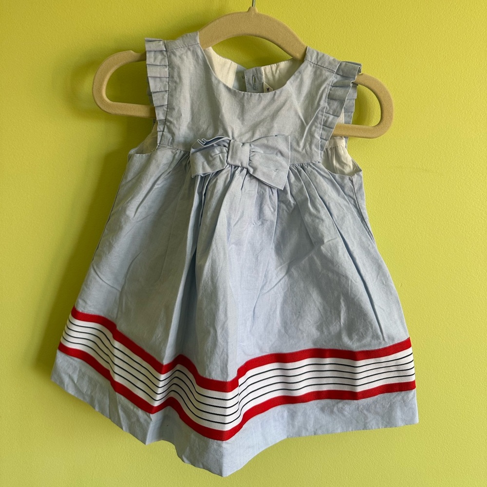 Janie and Jack Nautical Baby Blue Dress with Red Stripes